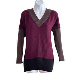 Stitchdrop Women's Colorblock V-Neck Dolman Sleeve Sweater M Multicolor